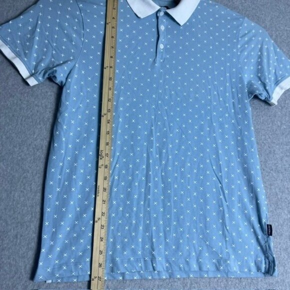 Kenneth Cole New York Men's Light Blue with White Pattern Polo Shirt Size Medium - Picture 6 of 6